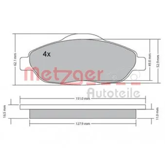 METZGER 1170194 - Jeu de 4 plaquettes de frein avant