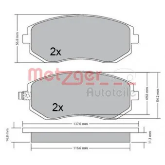 Jeu de 4 plaquettes de frein avant METZGER OEM 26296AG040