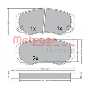Jeu de 4 plaquettes de frein avant METZGER OEM 581013KA40