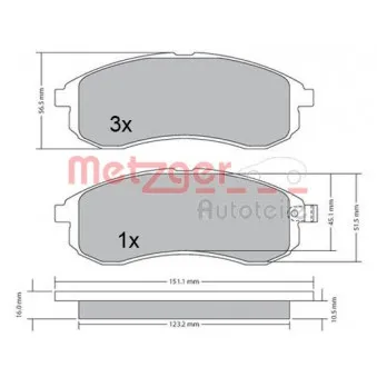 Jeu de 4 plaquettes de frein avant METZGER OEM DBP511126