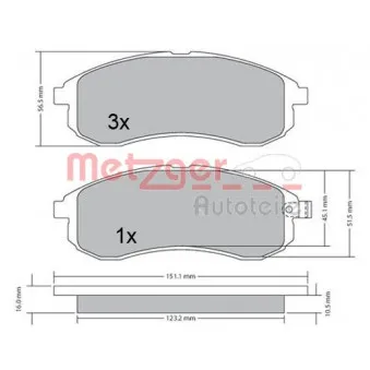 METZGER 1170406 - Jeu de 4 plaquettes de frein avant