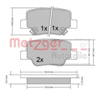 METZGER 1170410 - Jeu de 4 plaquettes de frein arrière