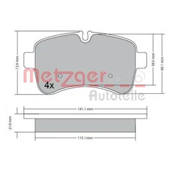 METZGER 1170466 - Jeu de 4 plaquettes de frein arrière