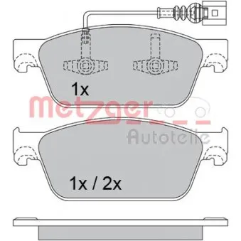 Jeu de 4 plaquettes de frein avant METZGER 1170484 pour VOLKSWAGEN TRANSPORTER - COMBI 2.0 TDI 4motion - 199cv