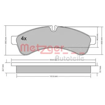 METZGER 1170544 - Jeu de 4 plaquettes de frein arrière