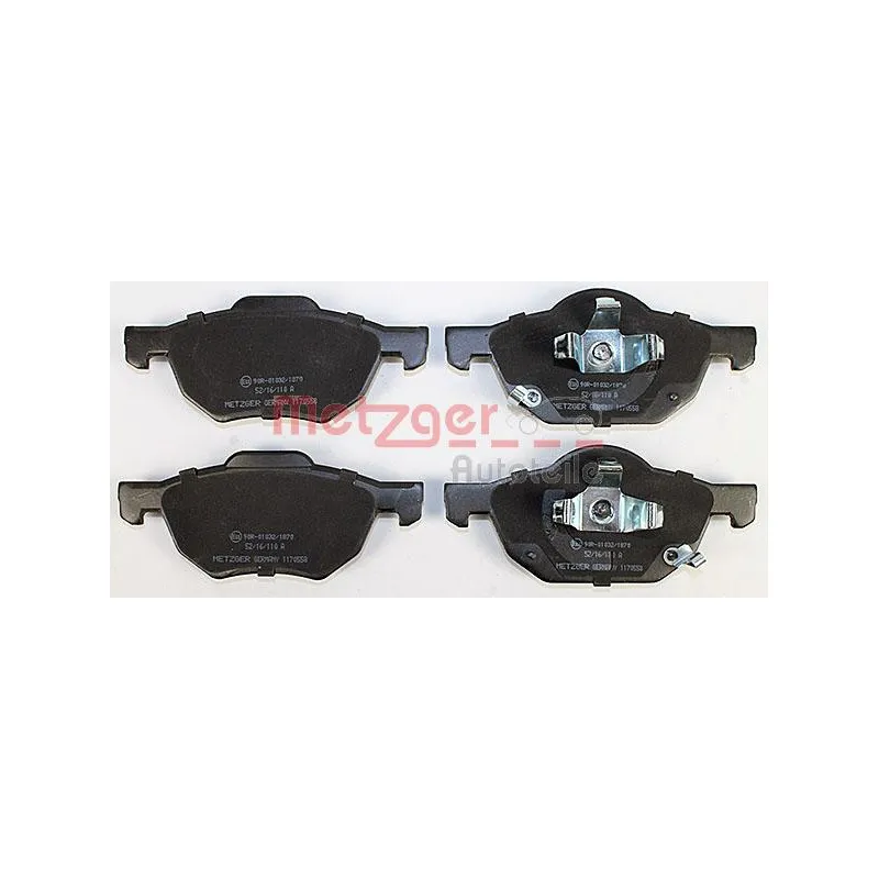 Jeu de 4 plaquettes de frein avant METZGER 1170558 - Visuel 1