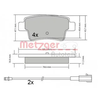 METZGER 1170685 - Jeu de 4 plaquettes de frein arrière