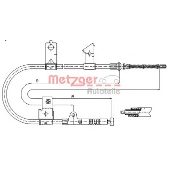 Tirette à câble, frein de stationnement arrière droit METZGER OEM C71021