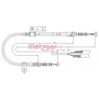 METZGER 17.0595 - Tirette à câble, frein de stationnement arrière droit