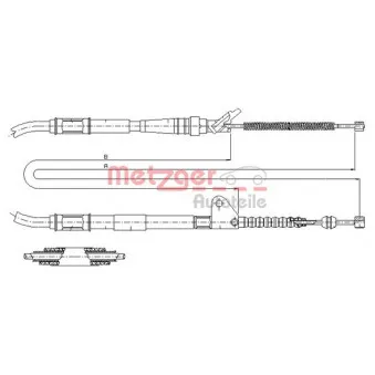 Tirette à câble, frein de stationnement arrière droit METZGER OEM 4642020351