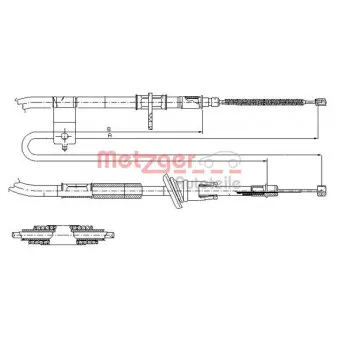 METZGER 17.2511 - Tirette à câble, frein de stationnement arrière gauche