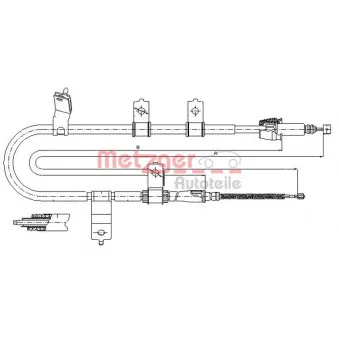 METZGER 17.2566 - Tirette à câble, frein de stationnement arrière droit