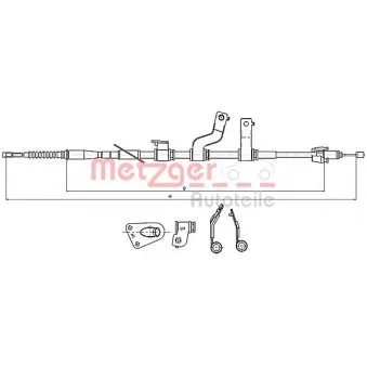 METZGER 17.2579 - Tirette à câble, frein de stationnement arrière gauche