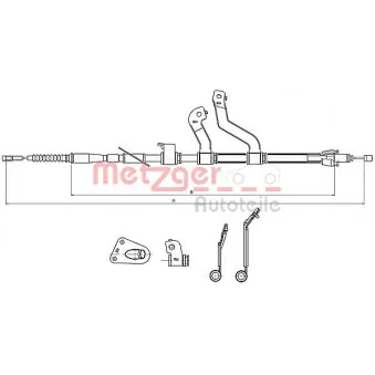 Tirette à câble, frein de stationnement arrière droit METZGER 17.2580 pour HYUNDAI I30 1.6 T-GDI - 186cv