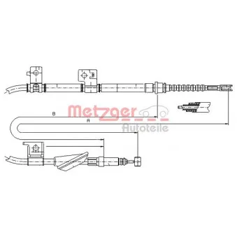 Tirette à câble, frein de stationnement arrière gauche METZGER 17.4034