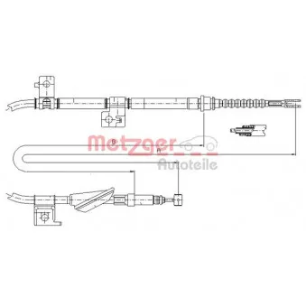 Tirette à câble, frein de stationnement arrière droit METZGER 17.4035