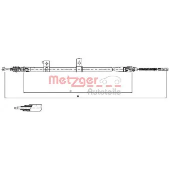 METZGER 17.6032 - Tirette à câble, frein de stationnement arrière gauche