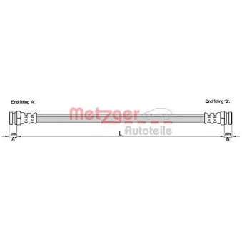 Flexible de frein METZGER 4110215 pour VOLKSWAGEN GOLF 1.5 CRDi GLS - 110cv