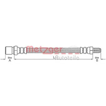 Flexible de frein METZGER 4117034 pour MERCEDES-BENZ T2/L L 608 D - 85cv