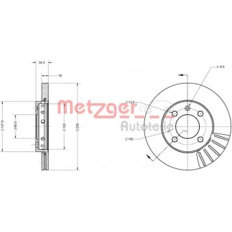 Jeu de 2 disques de frein avant METZGER OEM 6N0615301F