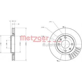 METZGER 6110023 - Jeu de 2 disques de frein avant