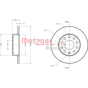 Jeu de 2 disques de frein arrière METZGER OEM 1K0615601AJ