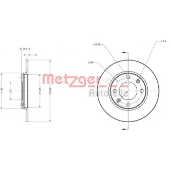METZGER 6110048 - Jeu de 2 disques de frein arrière