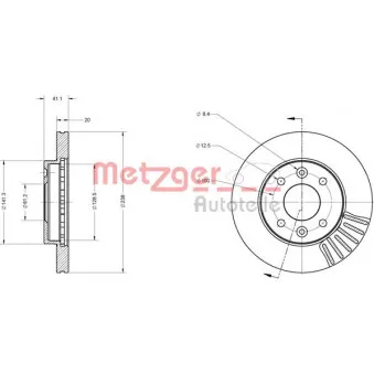 METZGER 6110071 - Jeu de 2 disques de frein avant