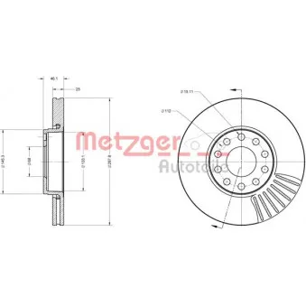Jeu de 2 disques de frein avant METZGER OEM JZW615301B