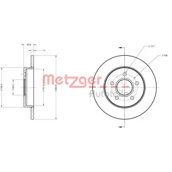 Jeu de 2 disques de frein arrière METZGER OEM 1223543