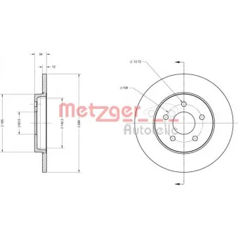METZGER 6110101 - Jeu de 2 disques de frein arrière