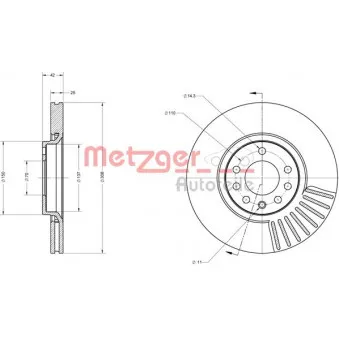 METZGER 6110103 - Jeu de 2 disques de frein avant