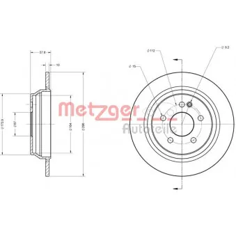 Jeu de 2 disques de frein arrière METZGER OEM A6394230112