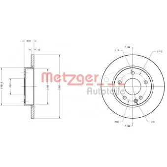 METZGER 6110129 - Jeu de 2 disques de frein avant