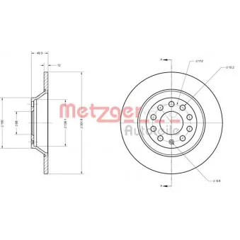 Jeu de 2 disques de frein arrière METZGER OEM 4F0615601E