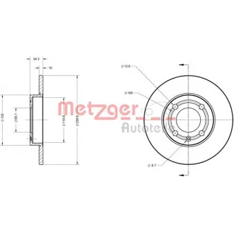 Jeu de 2 disques de frein avant METZGER OEM 6N0615301