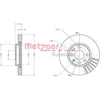 Jeu de 2 disques de frein avant METZGER OEM 9127967