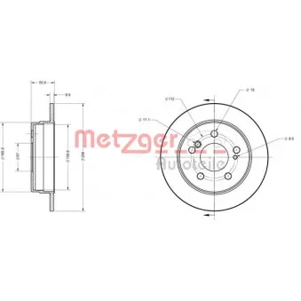Jeu de 2 disques de frein arrière METZGER OEM 2014230912