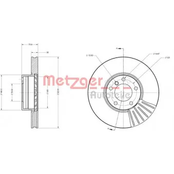 Jeu de 2 disques de frein avant METZGER OEM 34116767059