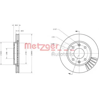 METZGER 6110173 - Jeu de 2 disques de frein avant