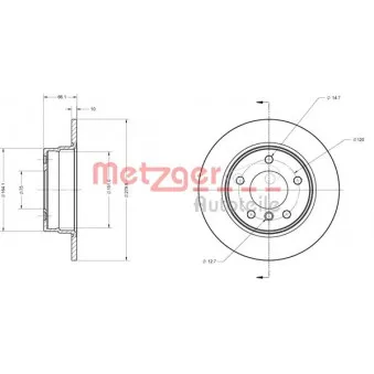 Jeu de 2 disques de frein arrière METZGER OEM 34216764647