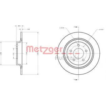 Jeu de 2 disques de frein arrière METZGER OEM C23Y26251A