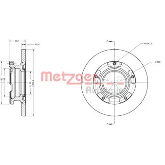 Jeu de 2 disques de frein arrière METZGER OEM 6C112A097AB