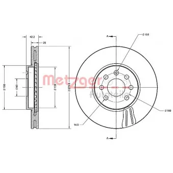 METZGER 6110261 - Jeu de 2 disques de frein avant