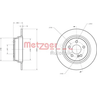 METZGER 6110274 - Jeu de 2 disques de frein arrière