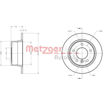 Jeu de 2 disques de frein arrière METZGER OEM 1160809