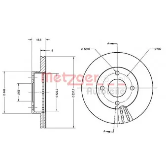Jeu de 2 disques de frein avant METZGER OEM 4020672B01