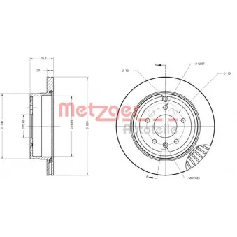 Jeu de 2 disques de frein arrière METZGER OEM 96625873