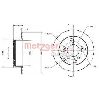Jeu de 2 disques de frein arrière METZGER OEM 5841136300