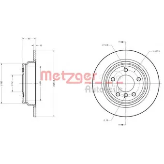 Jeu de 2 disques de frein arrière METZGER OEM 34211163699